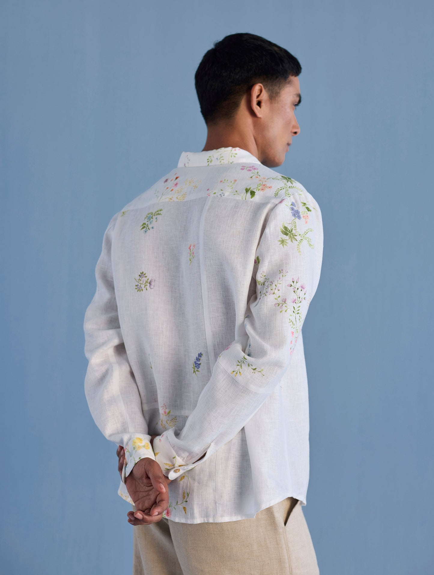 Gin Patchwork Floral Linen Shirt - White