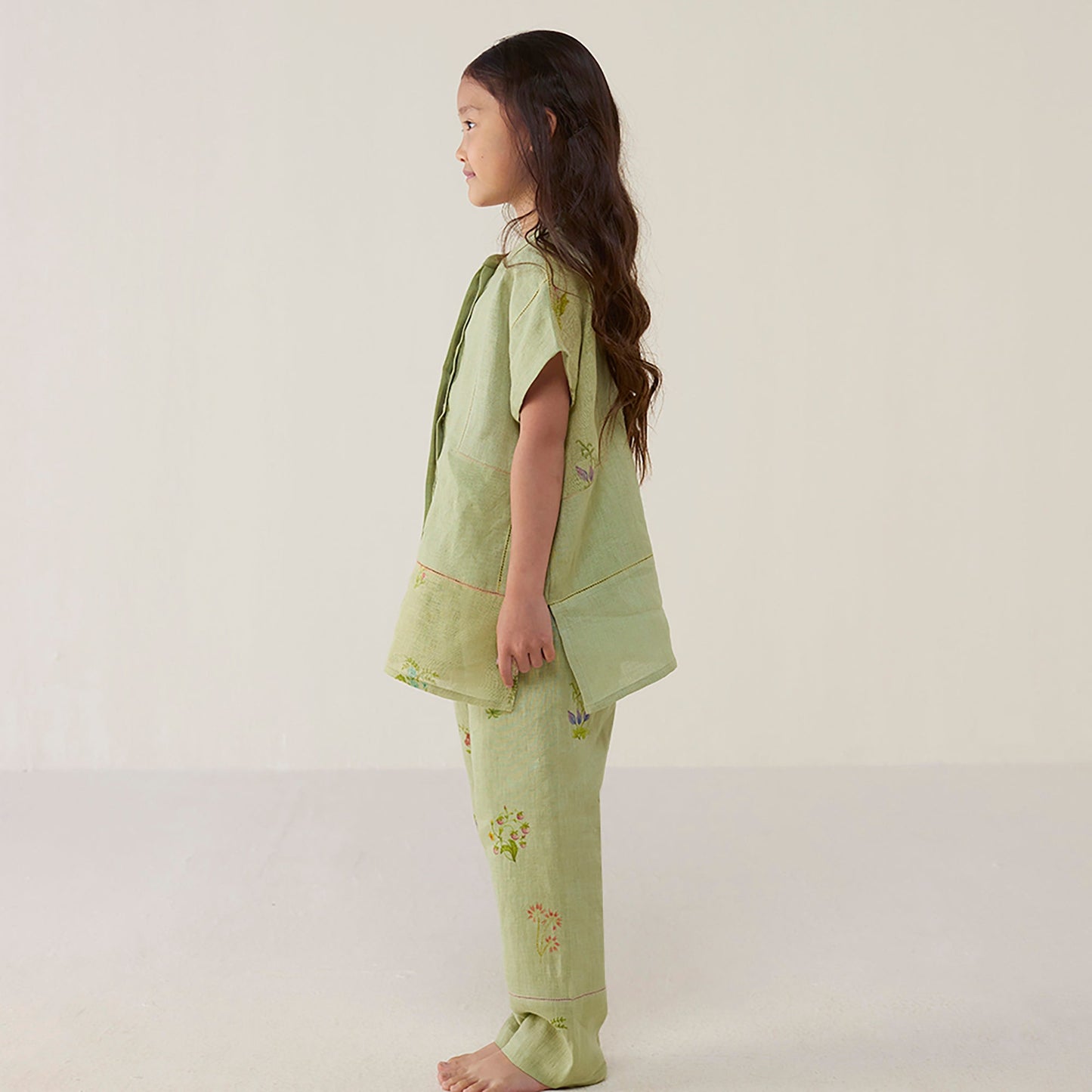 Aboli Patchwork Linen Co-ord Set - Mint
