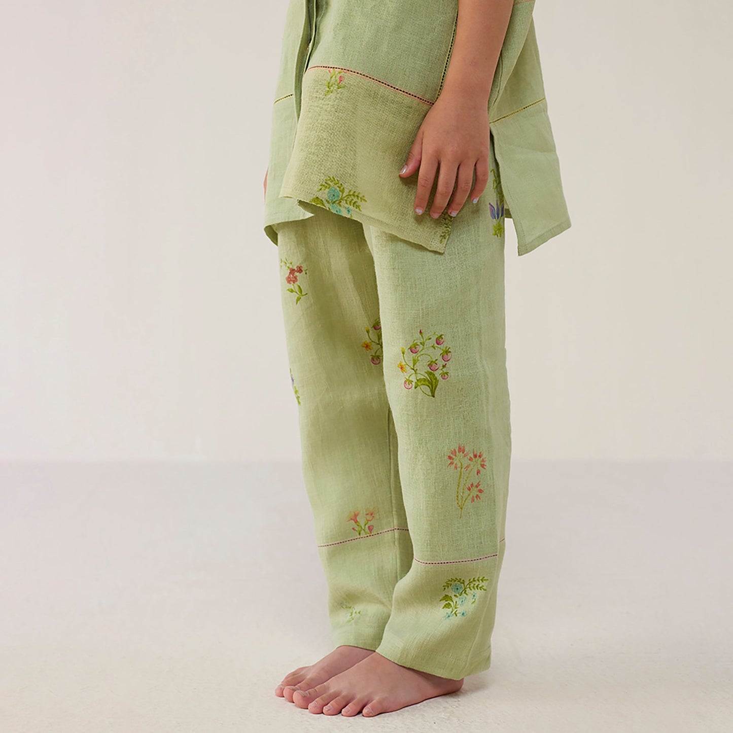 Aboli Patchwork Linen Co-ord Set - Mint