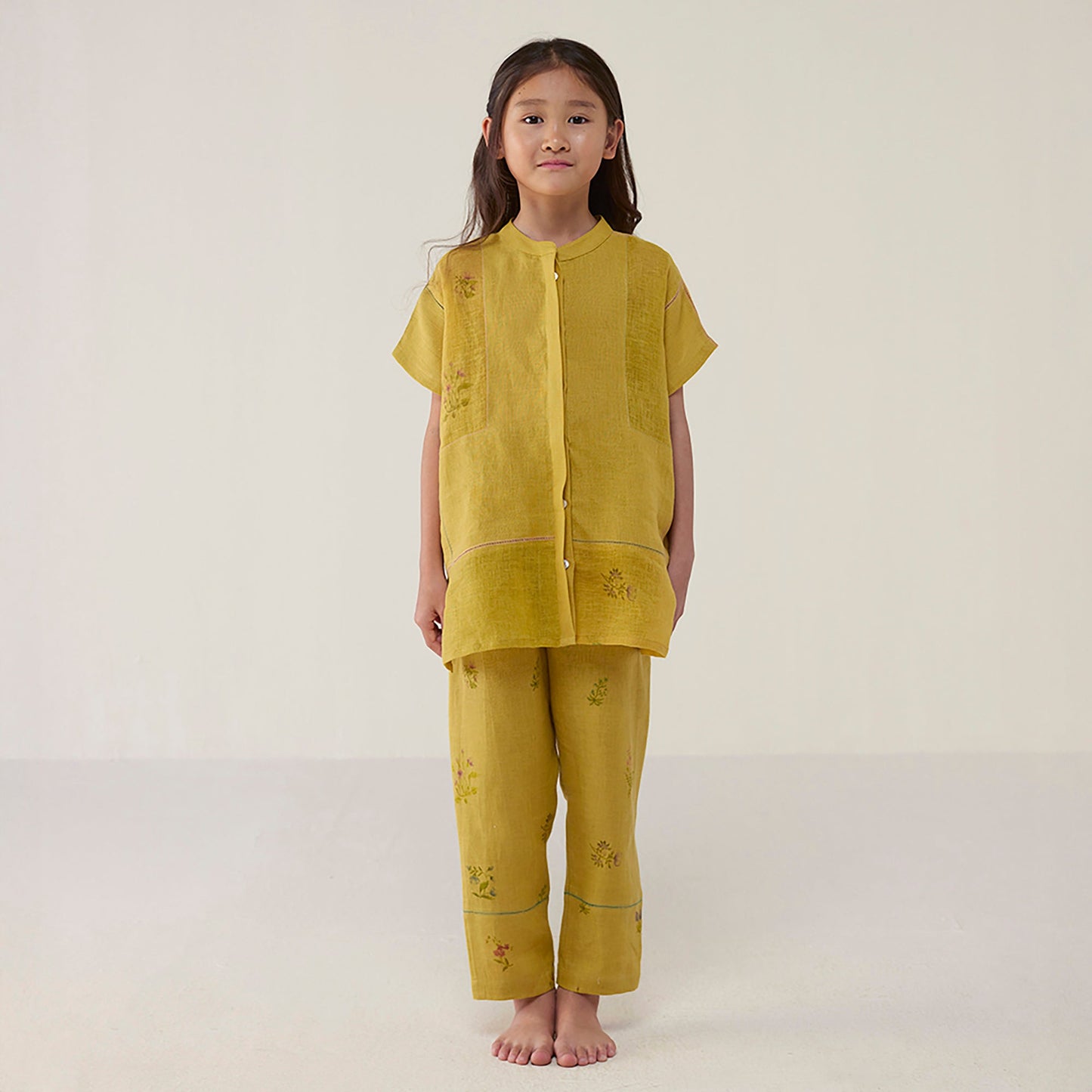 Aboli Patchwork Linen Shirt - Ochre