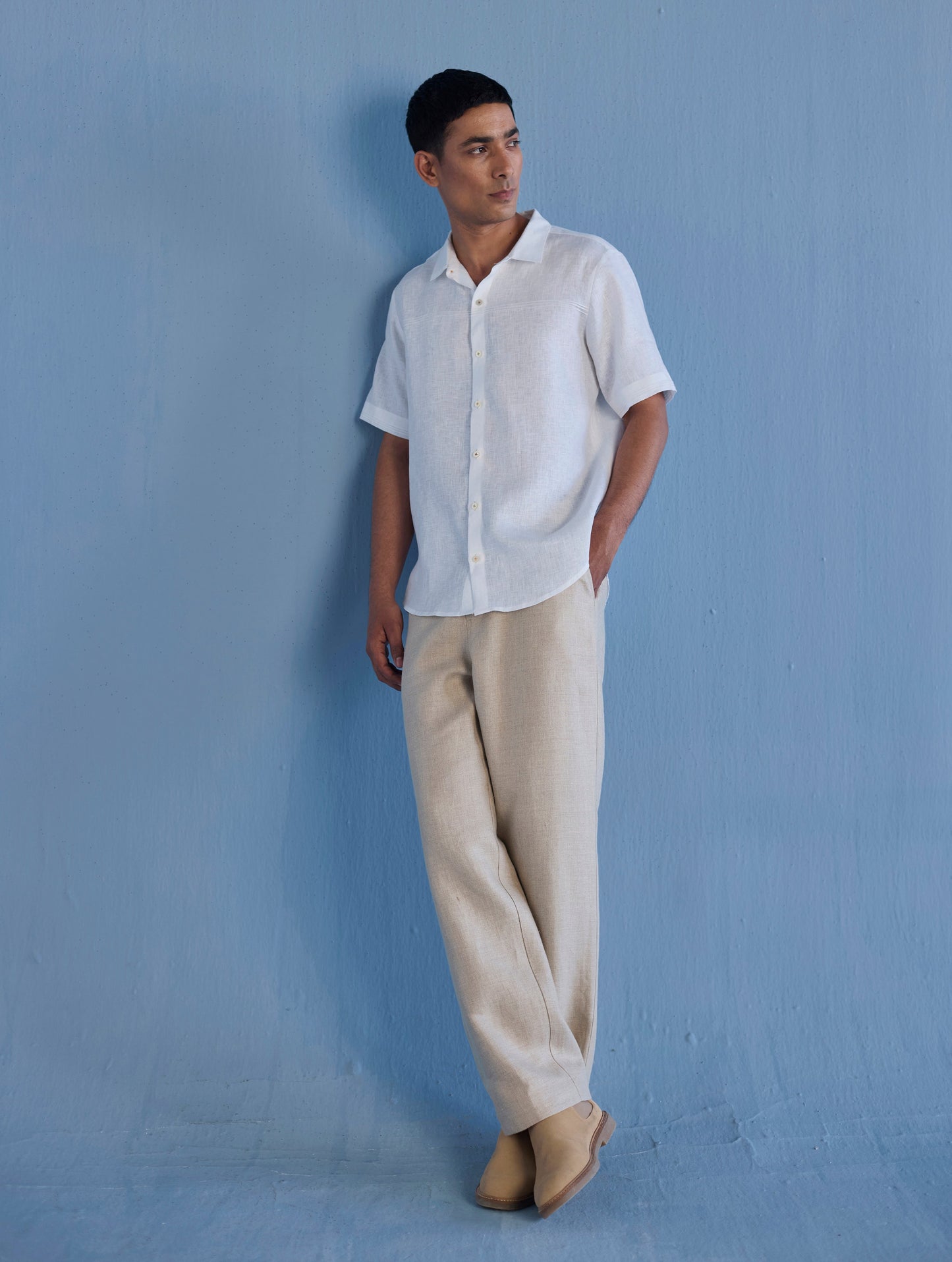 Kai Pintuck Linen Shirt - White