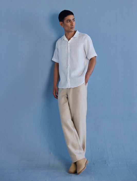Kai Pintuck Linen Shirt - White