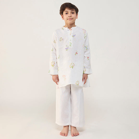 Jay Forever Linen Kurta Set - White